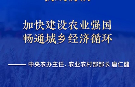 加快建設農(nóng)業(yè)強國 暢通城鄉(xiāng)經(jīng)濟循環(huán)——訪中央農(nóng)辦主任、農(nóng)業(yè)農(nóng)村部部長唐仁健